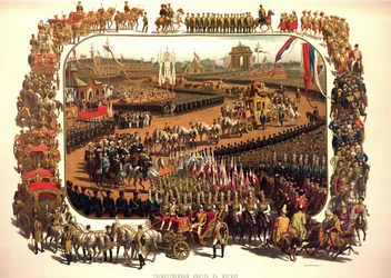 Album der Krönung von Zar Alexander III. von Russland (1845-1894) und Kaiserin Maria Fjodorowna (Dagmar von Dänemark) (1847-1928) - Der feierliche Einzug von Alexander III. in Moskau (Aus dem Krönungsalbum)