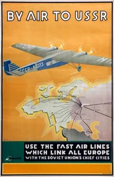 Mit dem Flugzeug in die UdSSR Poster der Intourist-Gesellschaft, 1934