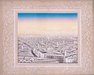 Luftaufnahme von London mit dekorativem Rand, um 1845