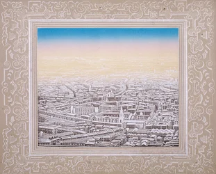 Luftaufnahme von London mit dekorativem Rand, ca. 1845