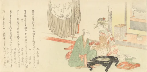 Kurtisane mit Kunde vor einem Tokonoma-Alkoven, 1798
