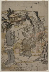 Frauen mit Salzfässern, Der Noda Tama Fluss in der Provinz Mutsu, späte 1780er Jahre