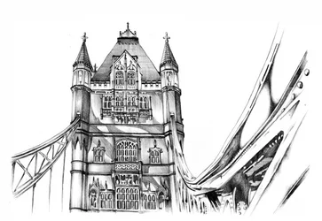 Ikonische Londoner Architekturskizze