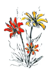 Lebendige Blumenskizze