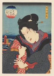 Sotoyama Myôshin auf dem Balkon am Fluss (Biografien der acht Hundhelden)