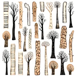 Baumstammabschnitte, Boho-Clipart, Boho-Zeichnungsmuster, Boho-Stamm 2