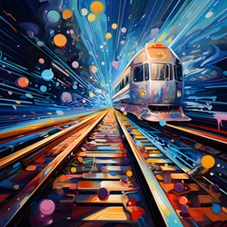 Abstraktes Gemälde voller Phantasie, Schienenfotografie 3