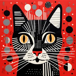 Katze in schwarzen und roten Streifen