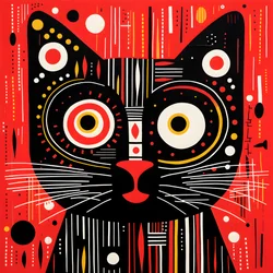 Katze in schwarzen und roten Streifen