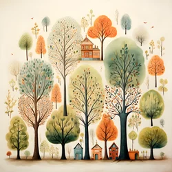 Kinderillustration Bäume 2