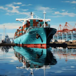 Ein großes Schiff im Wasser