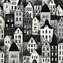 Ein schwarz-weißes Bild der Häuser 4