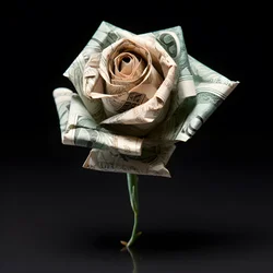 Eine Rose aus 100 Dollarscheinen, die elektrisch sind 1