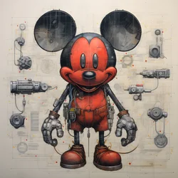 Technische Zeichnungen von Cyberpunk Mickey Mouse 2