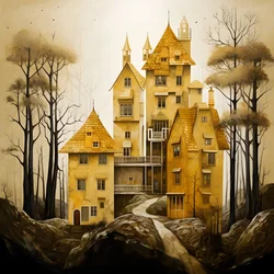 zwei Häuser in Gold