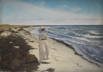 Dame am Strand von Karrebæksminde, Seeland