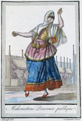 Öffentliche Tänzerin der Mohammedaner - in „Enzyklopädie der Reisen“ von J. Grasset St Sauveur, ed. Deroy, Paris