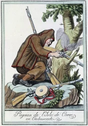 Bauer von der Insel Korsika im Hinterhalt - in „Encyclopédie des voyages“ von J. Grasset St Sauveur, Deron, Paris