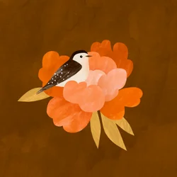 Vogel und Pfingstrose, 2021