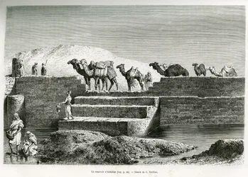 Das Reservoir von Abdullah, Saudi-Arabien, Illustration aus "Pilgrimage to Nejd, the cradle of the Arab race", veröffentlicht in der Weltreise, geleitet von Edouard Charton (1807-1890) 1882