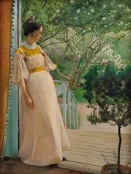 In der Gartentür. Die Frau des Künstlers, 1897.