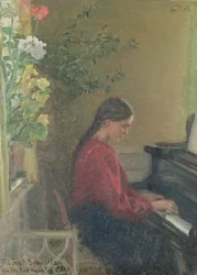Yvonne, die Tochter des Künstlers, spielt Klavier, ca. 1905