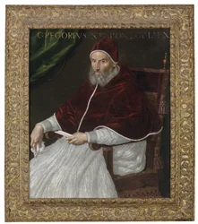 Porträt von Papst Gregor XIII., dreiviertellang, sitzend