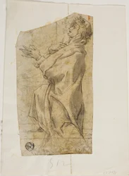 Kniende weibliche Heilige im Profil