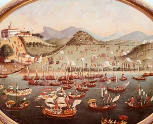 Prozession von Booten vor dem Lazares-Hospital, Rio de Janeiro