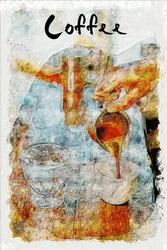 Kaffee gießen Aquarell