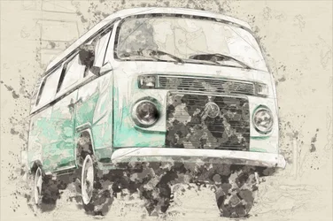Ikonischer Retro-Teal-Van