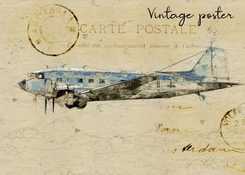 Vintage Flugzeug Postkarte