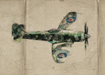 Vintage Jagdflugzeug Karte