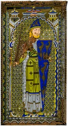 Darstellung der Emaillefigur von Geoffrey V auf seinem Grab in der Kathedrale von Le Mans, 1849