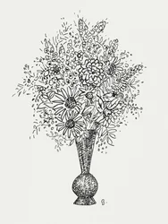Blumenvase (ca. 1891–1941) Zeichnung in hoher Auflösung