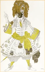 Schwarze Garde Kostümentwurf aus „Die Entwürfe von Léon Bakst für Die schlafende Prinzessin“