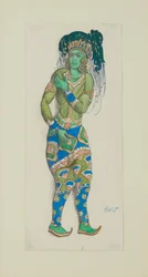 Kostümentwurf für das Ballett Blauer Gott von R. Hahn, 1910