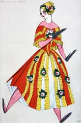 Kostümentwurf für das Ballett Der magische Spielzeugladen von G. Rossini, 1919