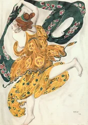 Kostümentwurf für eine böotische Frau, aus dem Ballett "Narziss", mythologisches Gedicht mit Musik von N