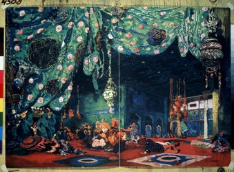 Bühnenbild für das Ballett "Scheherazade" von Nikolai Rimski-Korsakow