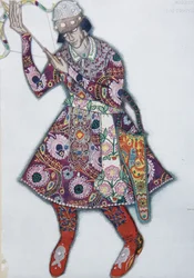 Iwan Zarewitsch. Kostümentwurf für das Ballett Der Feuervogel von I. Strawinsky, 1910