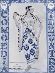 Les Ballets Russes: Helena von Sparta im Chatelet, Miss Ida Rubinstein in der Rolle der Helena - Aquarell von Bakst, in Comoedia illustré
