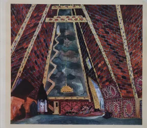 Bühnenbild für das Ballett Thamar von M.A. Balakirev, 1912