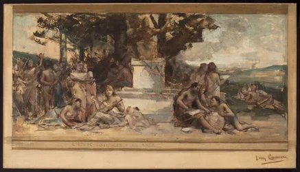 Skizze für das Rathaus des 4. Bezirks: Das Studium der Wissenschaft und Kunst