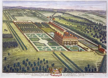 Hamstead Marshall in der Grafschaft Berkshire, graviert von Johannes Kip