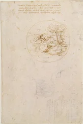 Allegorie auf die Treue der Eidechse (recto); Entwurf für ein Bühnenbild (verso)