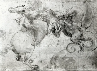 Kampf zwischen einem Reiter und einem Drachen, ca. 1482