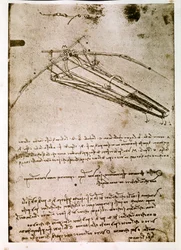Auszug aus einem Da Vinci Manuskript über die Konstruktion einer Flugmaschine
