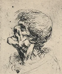 Groteskes Profil nach links, um 1480, 1945