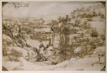 Landschaft von Santa Maria della Neve: die Landschaft des Arnotals (Bleistiftzeichnung)